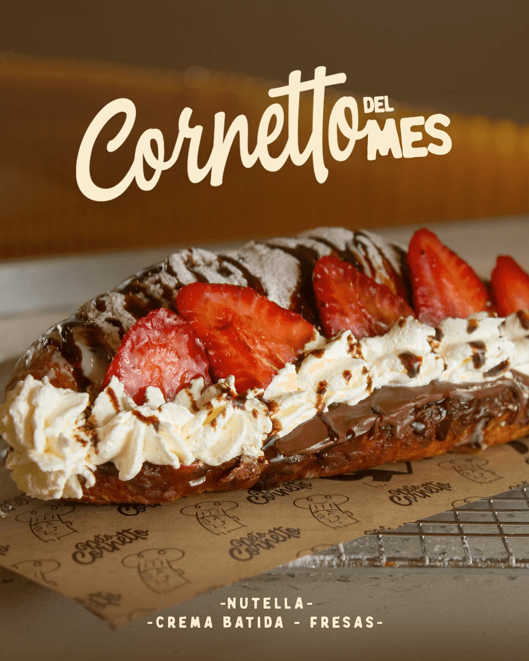 Cornetto de Nutella y fresas de Neto Cornetto